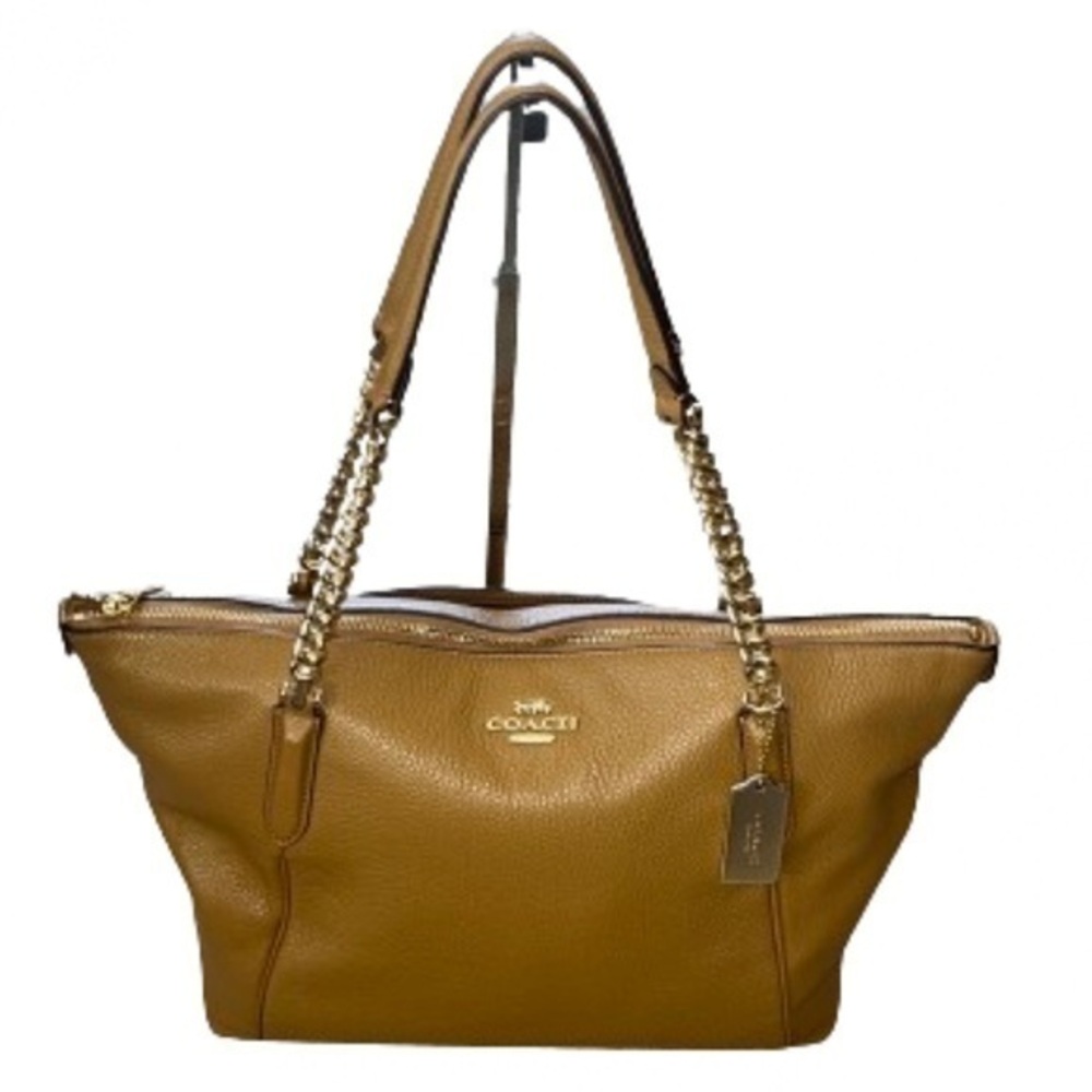 Coach Ava carmel pebbled leather large tote with gold chain accent L1932-87775